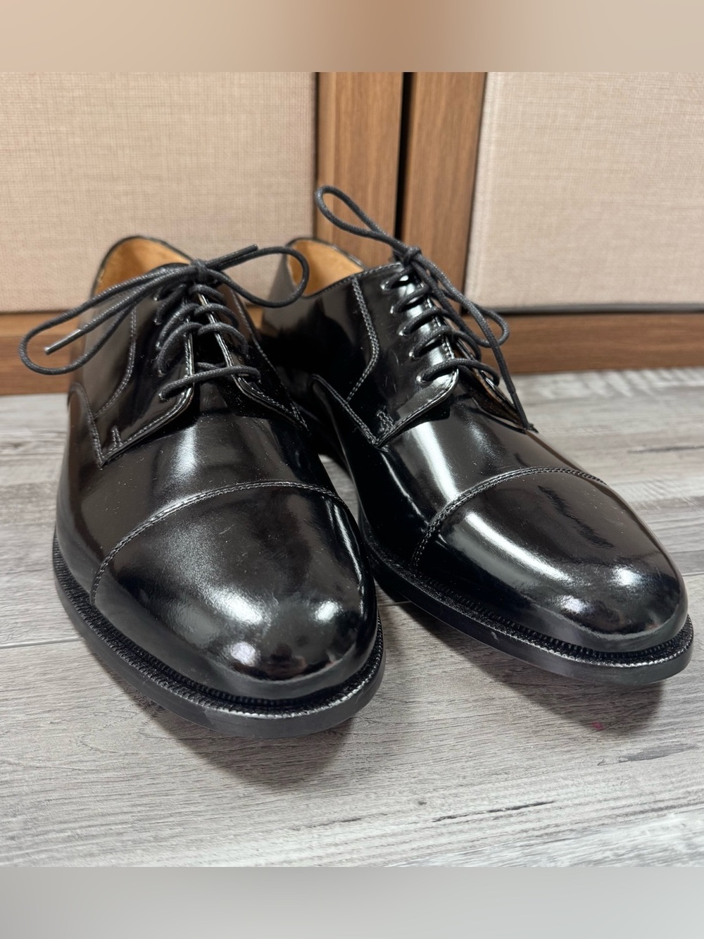 Men's Cole Haan Black Cap-Toe Derby Dress Shoes